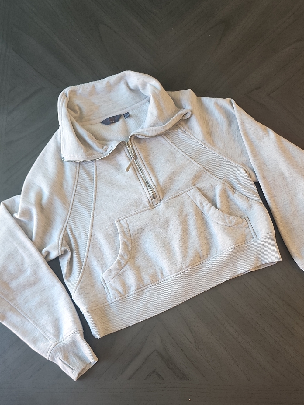 Danskin Light Gray Half-Zip Cowl Pullover Athletic Sweater Women's Size S